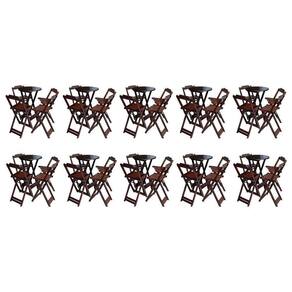 Kit 10 Jogos De Mesa Bistrô De Madeira Com 4 Cadeiras Dobravel Imbuia - Marrom