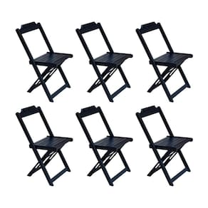 Kit 6 Cadeiras De Madeira Dobravel Preto - Preto