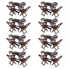 Kit 8 Jogos De Mesa Com 4 Cadeiras De Madeira Dobravel 120X70 - Imbuia - Marrom