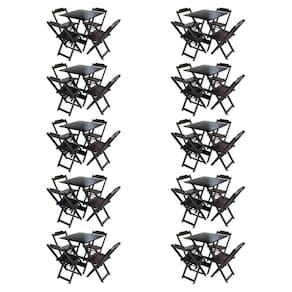 Kit 10 Conjuntos De Mesa Com 4 Cadeiras De Madeira Dobravel 70X70 Tabaco - Marrom
