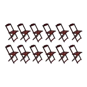 Kit 12 Cadeiras De Madeira Dobravel Imbuia - Marrom