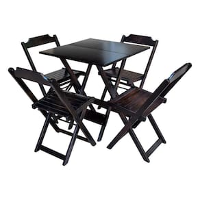Conjunto Jogo De Mesa Com 4 Cadeiras De Madeira Dobravel 70X70 Tabaco - Marrom