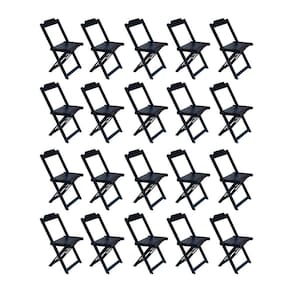 Kit 20 Cadeiras De Madeira Dobravel Preto - Preto