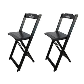 Kit 2 Banquetas Bistrô Dobrável Madeira Personalizada Hei Preta - Cor: Preto