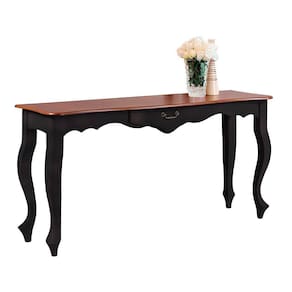 Aparador de Sala 116cm com Pés Luis XV e 1 Gaveta 70810 Linz Móveis - Preto/Imbuia