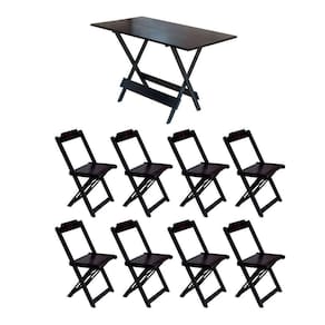 Conjunto Mesa De Madeira Dobravel 120X70 Tabaco 8 Cadeiras - Marrom