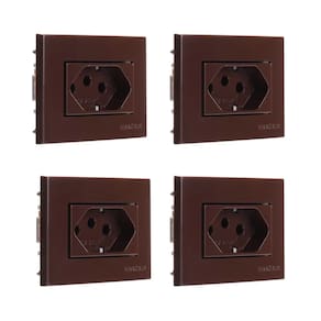 Kit Com 04 Tomada Para Moveis Margirius 2p+t Marrom 10a 250v