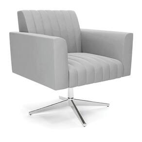 Poltrona Giratória Viena Gomada Suede Cinza Base Cromada - D`Rossi