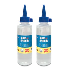 02 Cola de Silicone Líquida p/ Artesanato Eva Isopor Couro Papel Papelão Cetim 100ml