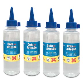 04 Cola de Silicone Líquida p/ Artesanato Eva Isopor Couro Papel Papelão Cetim 100ml