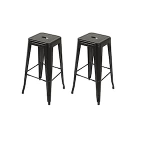 Kit 2 Banquetas Tolix Iron Aço Carbono Industrial - Preto Fosco