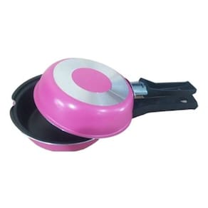 Frigideira Dupla Hambúrgueira Antiaderente 14cm Rosa