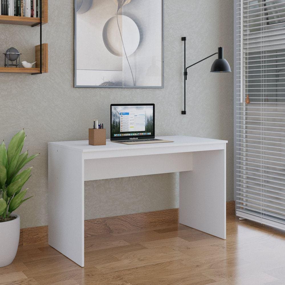 Mesa para Escritório 120cm Office Turim Espresso Móveis Branco Chess