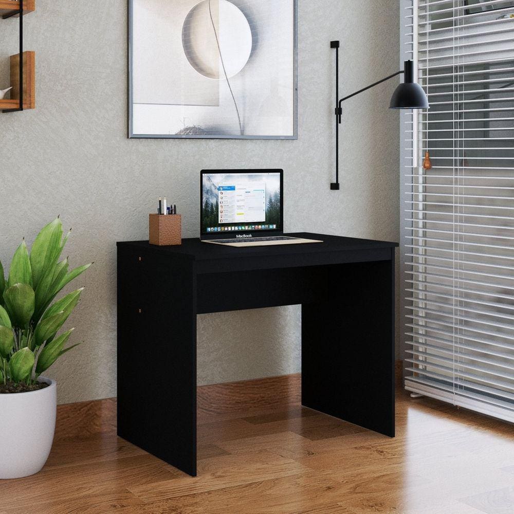 Mesa para Escritório 90cm Office Turim Espresso Móveis Preto Onix