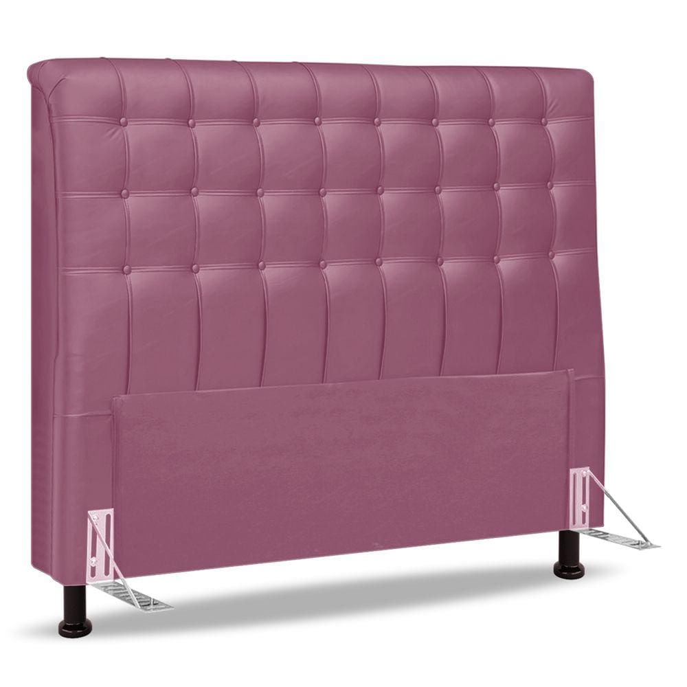 Cabeceira Cama Box Casal King Size Ciara 195cm Botonê com Frame Suede Rosa - Desk Design