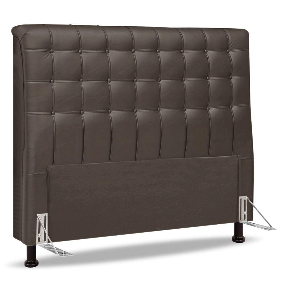Cabeceira Cama Box Casal King Size Ciara 195cm Botonê com Frame Linho Cacau - Desk Design