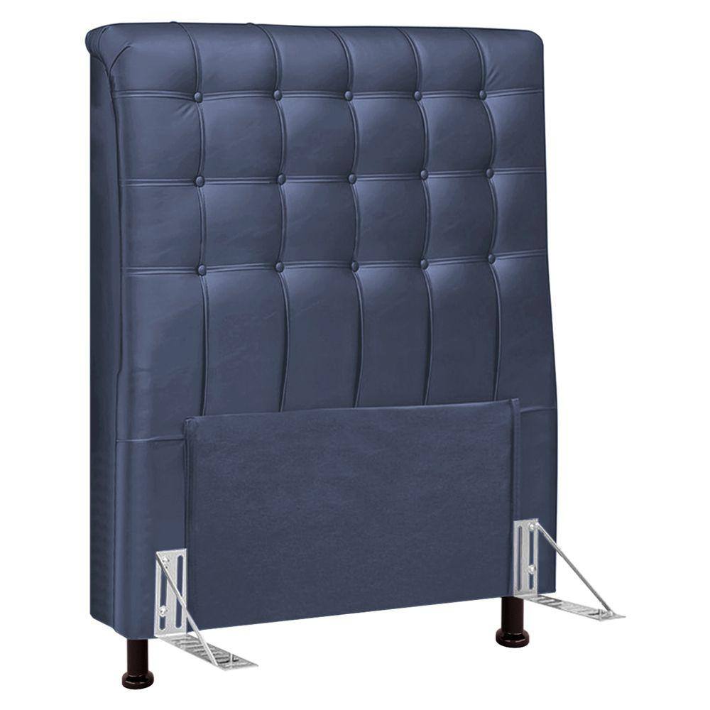 Cabeceira Cama Box Solteiro Ciara 90cm Botonê com Frame Linho Azul - Desk Design
