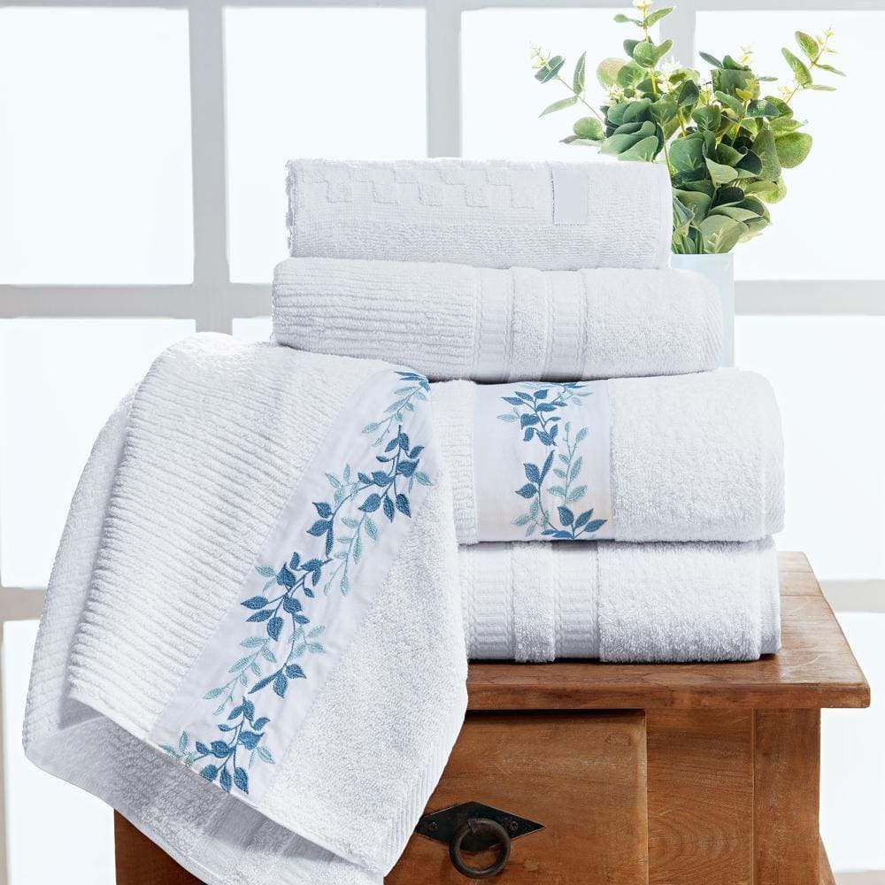 Jogo De Banho Londres Bordado 5Pçs 100% Algodão Branco