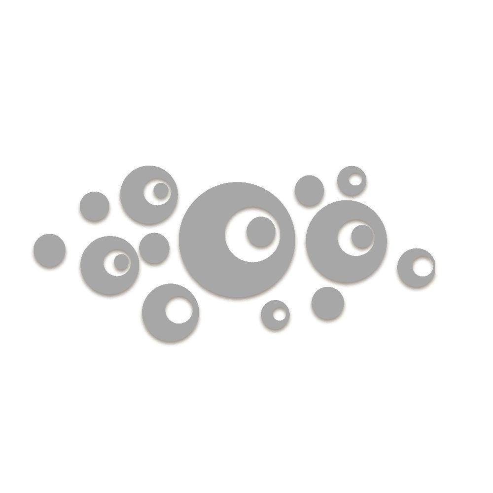 Arte Círculos 80cmx35cm - Cria Arte Laser Cinza Claro