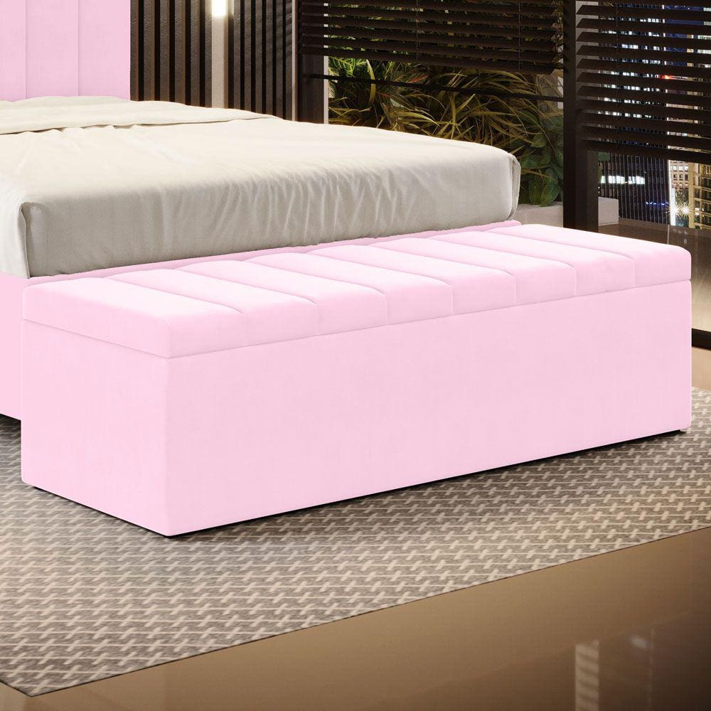 Calçadeira Baú Navi 160 / Z-021 Sued Rosa Bebê