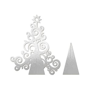 Árvore De Natal Com Arabescos 25cmx30cm - Cria Arte Laser Prata