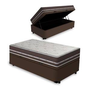 Cama Box com Baú Solteiro Marrom + Colchão De Molas - Anjos - Classic Superlastic 78x188x64cm