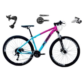 Bicicleta Aro 29 Ksw Xlt Alumínio Câmbio Traseiro Shimano Alívio e Altus 27v Freio Hidráulico Garfo Com Trava - Rosa/Azul