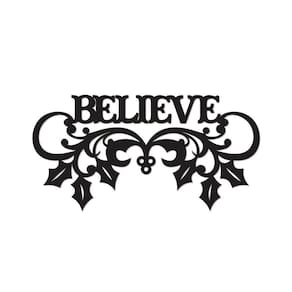 Believe Com Ramos 40cmx20cm - Cria Arte Laser Preto