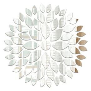Mandala Folhas Espelhado 50cmx50cm - Cria Arte Laser Prata