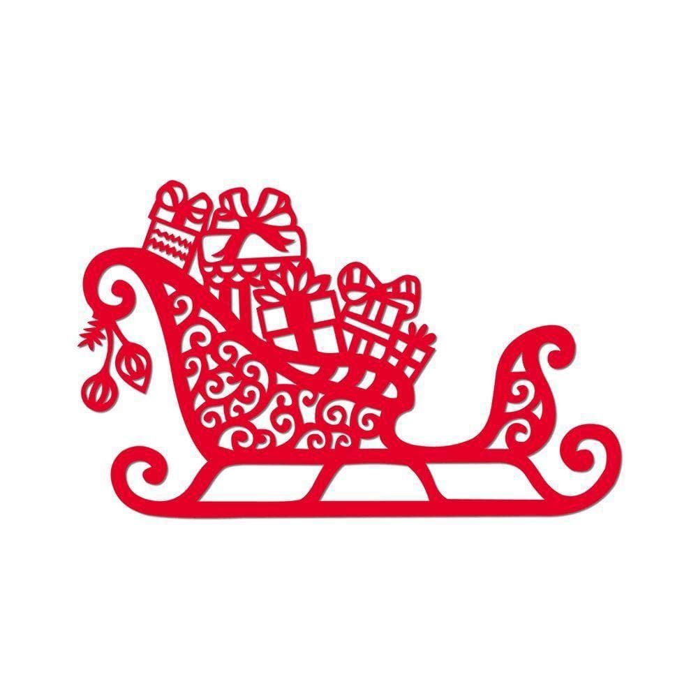 Arte Trenó De Natal 30cmx19cm - Cria Arte Laser Vermelho