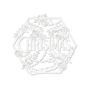 Hexágono De Natal 32cmx30cm - Cria Arte Laser Branco