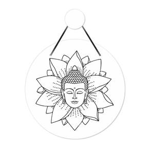 Flâmula Buda Com Flor 30cmx30cm - Cria Arte Laser Branco