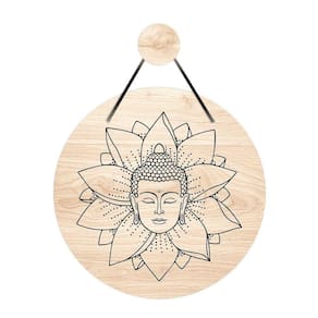 Flâmula Buda Com Flor 30cmx30cm - Cria Arte Laser Marrom