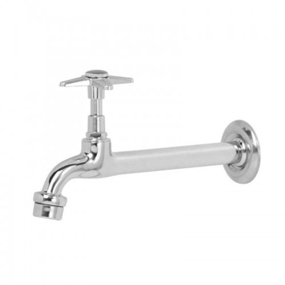 Torneira Pia Tanque Jardim Cozinha Parede Longa C23 Metal Cromado