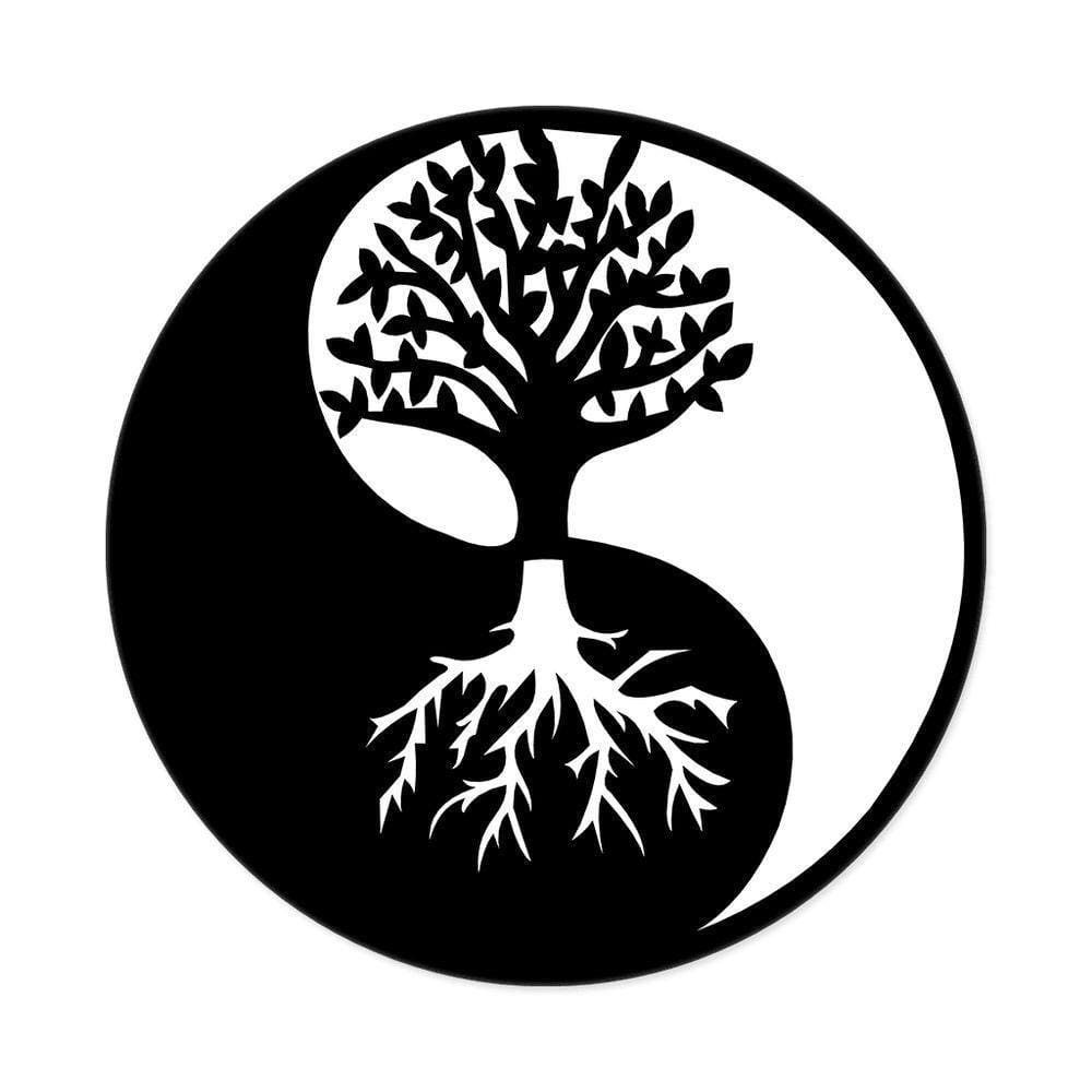Quadro Yin Yang árvore Da Vida 25cmx25cm - Cria Arte Laser Preto