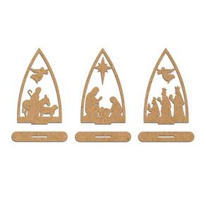 Trio Presépio Natal Mdf Cru 9cmx15cm - Cria Arte Laser Cru