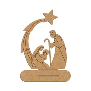 Presépio 02 Mdf Cru Com Base 19cmx25cm - Cria Arte Laser Cru