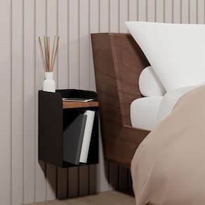 Mesa de Cabeceira Suspensa Preta em Aço Linha Home Padrão Morphi Design 20cm