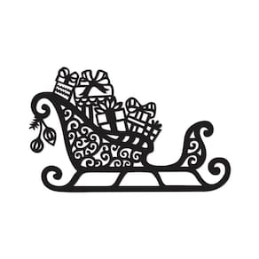 Arte Trenó De Natal 30cmx19cm - Cria Arte Laser Preto