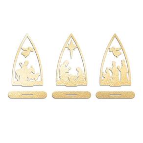 Trio Presépio Natal 9cmx15cm - Cria Arte Laser Dourado