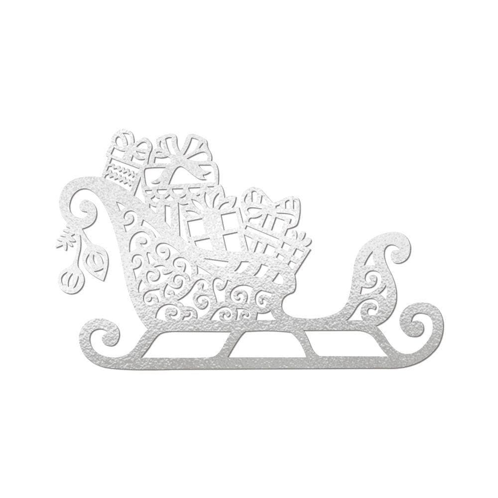 Arte Trenó De Natal 30cmx19cm - Cria Arte Laser Prata