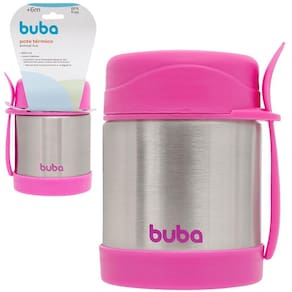 Pote Térmico de Alimentos Rosa com Colher 320ml Buba