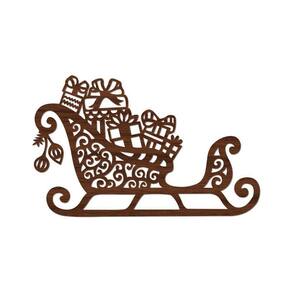 Arte Trenó De Natal 30cmx19cm - Cria Arte Laser Madeira Escuro