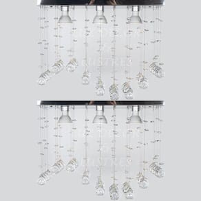 Kit 2 Lustres De Cristal Retangular Para Sala Modelo Ondular