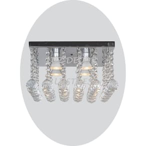 Luminária Plafon De Cristal Com Base De Inox 30x30cm