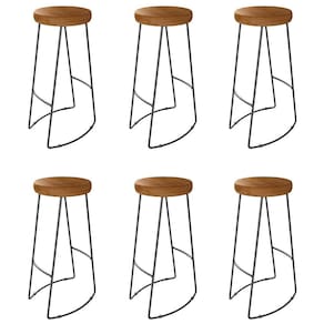 Kit 06 Banqueta Alta Aurum Peroba Preto Bar Cozinha Sala Jantar DHom