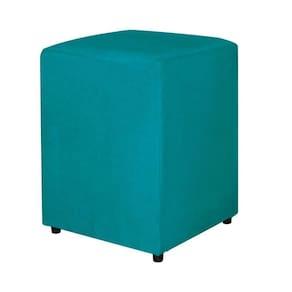 Puff Quadrado Decorativo Para Sala Suede Azul Turquesa - Vallisa Decor