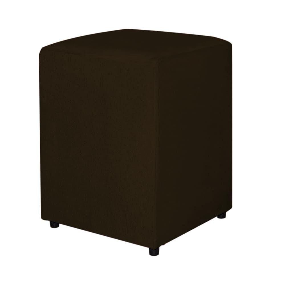 Puff Quadrado Suede Marrom - Vallisa Decor