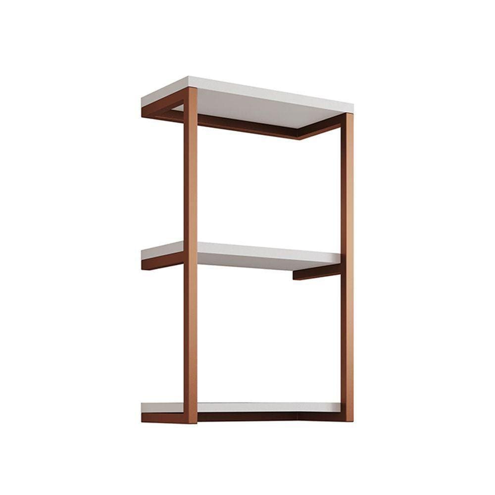 Nicho De Parede Industrial 3 Prateleiras Milão - Cobre E Branco - Cor: Marrom