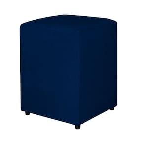 Puff Decorativo Quadrado Para Sala Suede Azul Marinho - Vallisa Decor